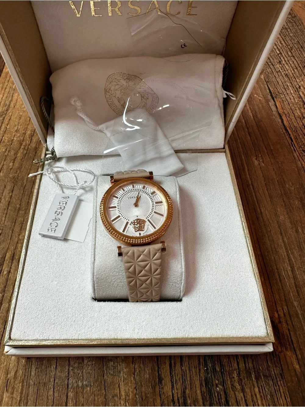 Versace Gold and Beige Women's Watch